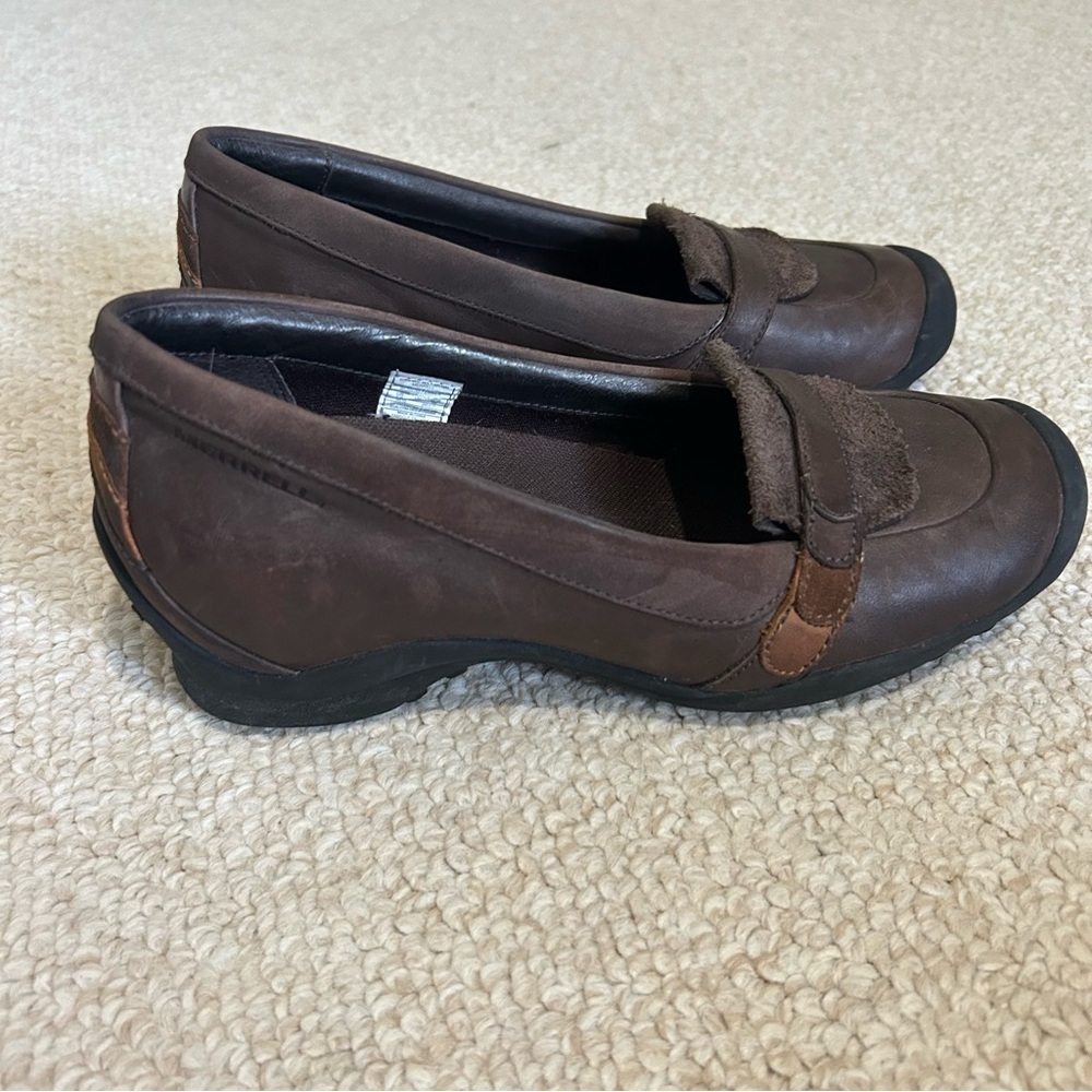 Merrell Eden Moc Brown Leather Slip On Casual Loafers Women's Shoe Size US 7.5